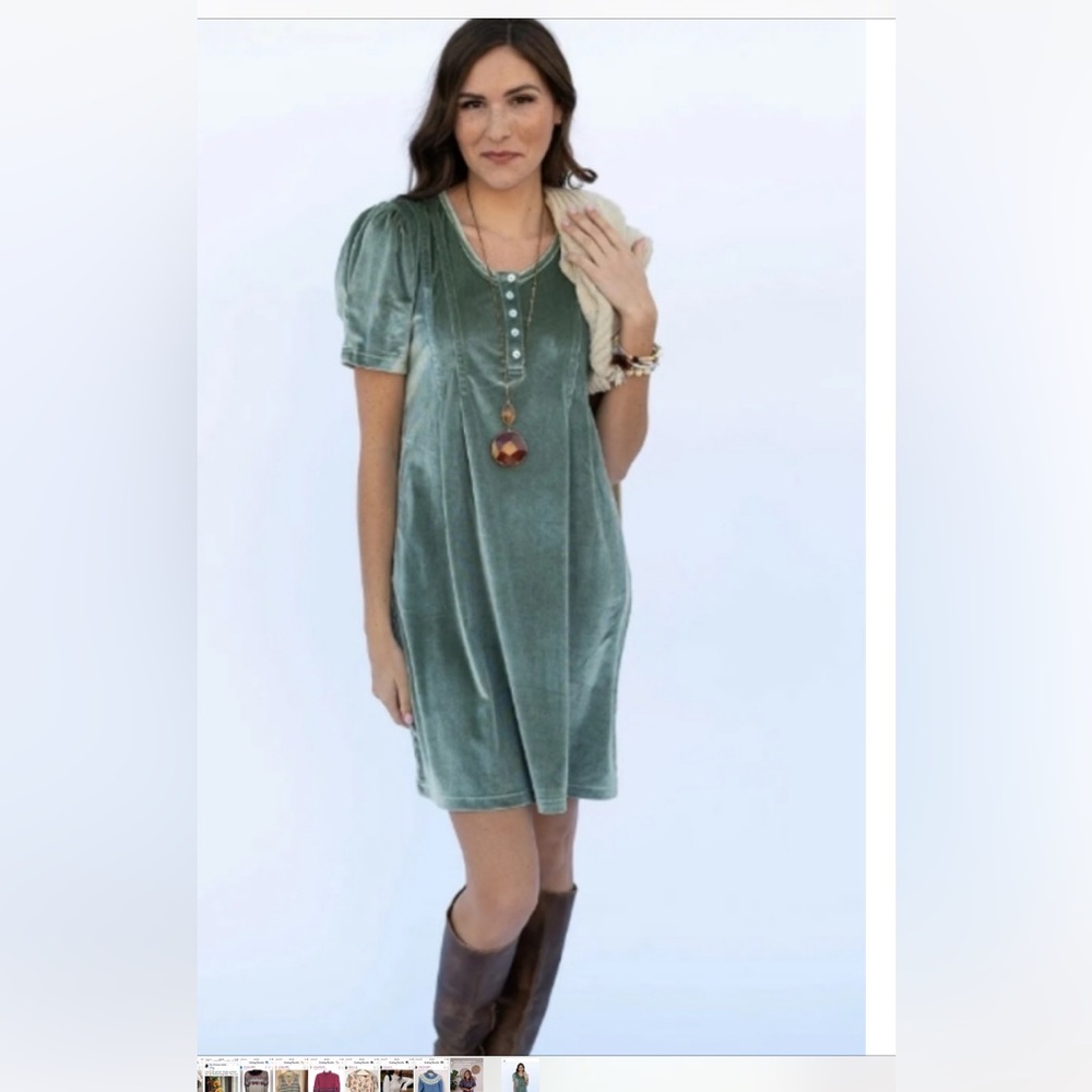 Sage Green Velvet Dress